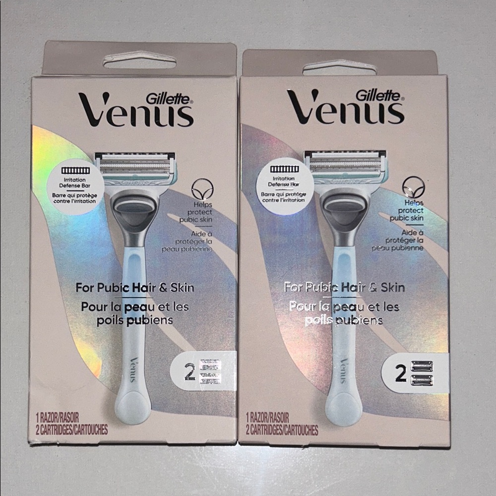 2x Gillette Venus Women's Razor for Pubic Hair & Skin - Silver
